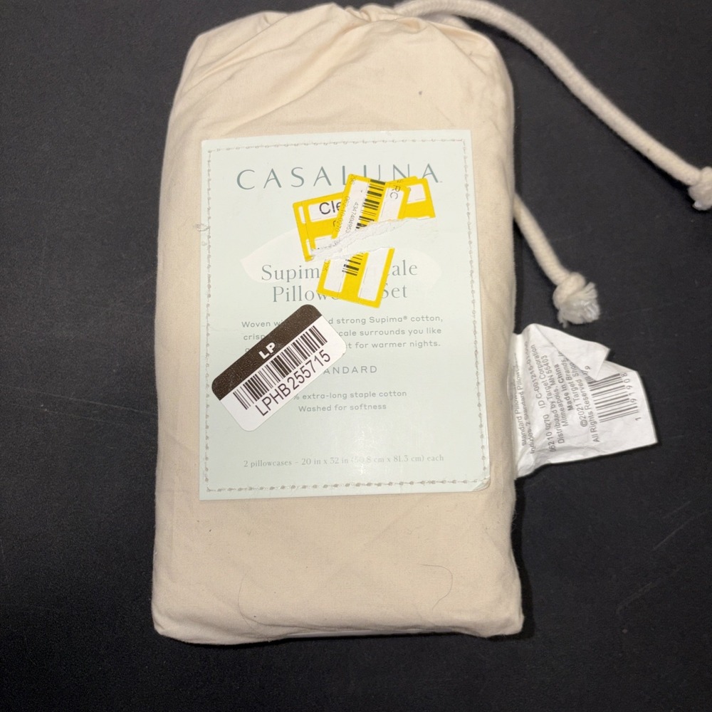 Casaluna Standard Supima Percale Cream Pillowcase Set 2 Piece 20803